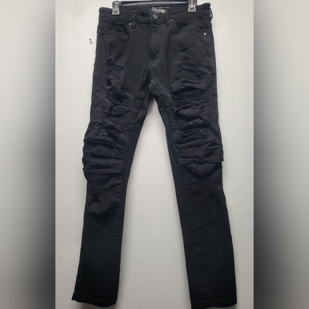 Black Skinny Distressed Jeans Men Size 32/32